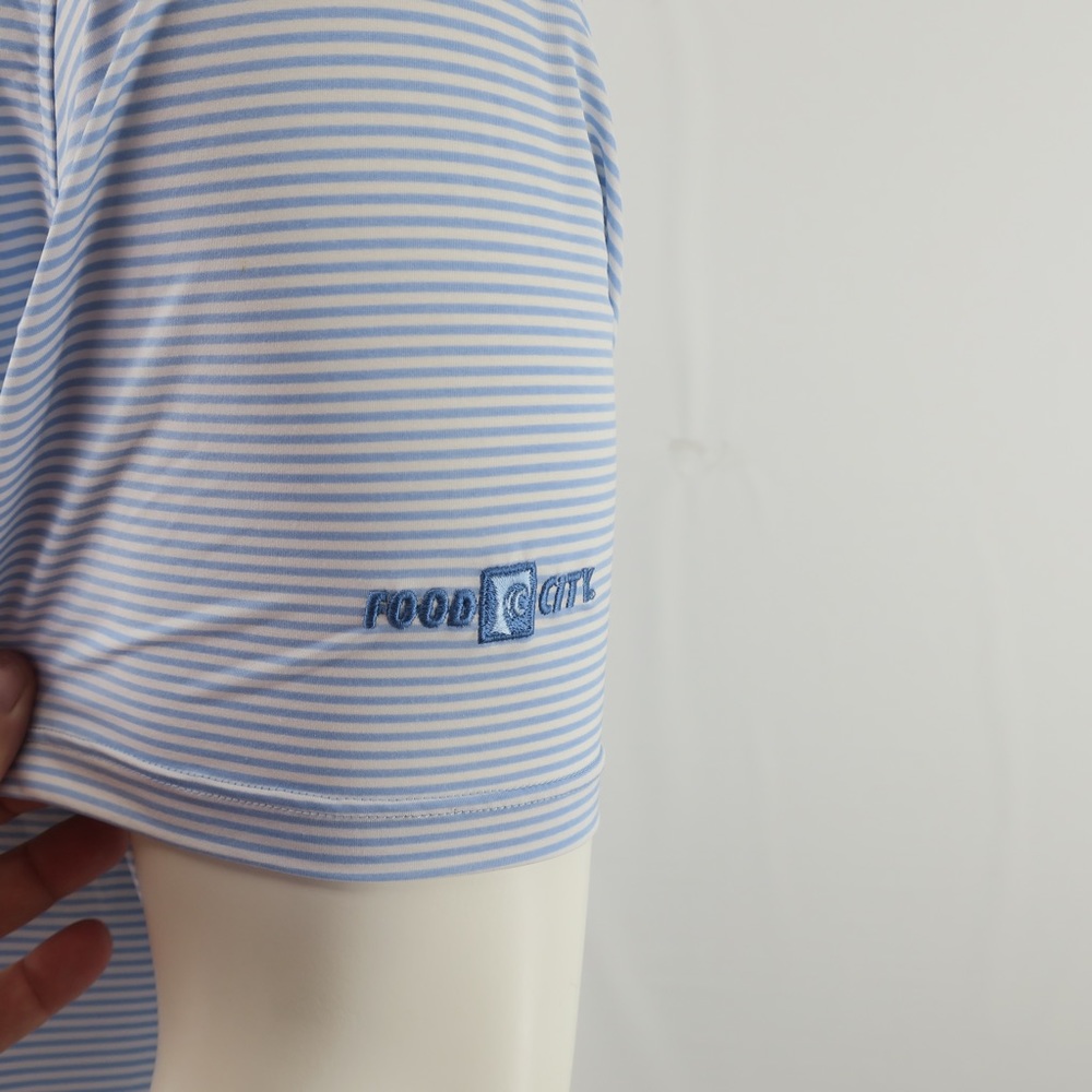 B. Draddy Sport Golf Polo Shirt Mens Medium Blue White Striped - Picture 2 of 8